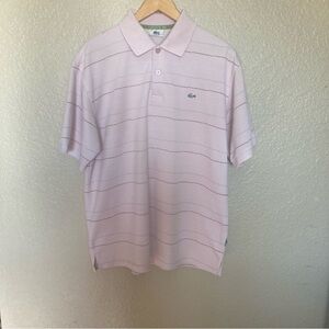 Lacoste Pink Men Classic Casual Shirt Short Sleeve Collared Silver Gator Size 6
